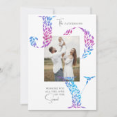 Joy Elegant Christmas Floral Typography Photo Feestdagenkaart (Voorkant)