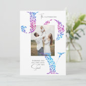 Joy Elegant Christmas Floral Typography Photo Feestdagenkaart (Staand voorkant)