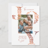 Joy Elegant Christmas Floral Typography Photo  Feestdagenkaart (Voorkant)