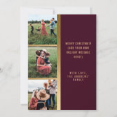 Joy Elegant Gold Burgundy Glitter Photo Holiday Kaart (Achterkant)