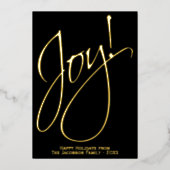 Joy Elegant Gold Script Black Minimalist voor Kers Folie Feestdagenkaart (Voorkant)