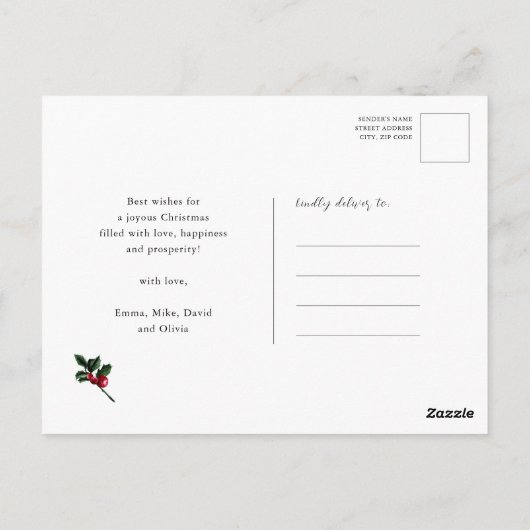 JOY Elegant Gold Snowflakes Moderne Script Photo Briefkaart (Achterkant)