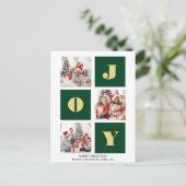 JOY Elegant Gold Snowflakes Moderne Script Photo Briefkaart (Staand voorkant)