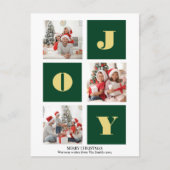 JOY Elegant Gold Snowflakes Moderne Script Photo Briefkaart (Voorkant)