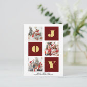 JOY Elegant Gold Snowflakes Moderne Script Photo Briefkaart (Staand voorkant)
