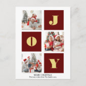 JOY Elegant Gold Snowflakes Moderne Script Photo Briefkaart (Voorkant)