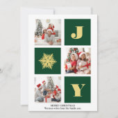 JOY Elegant Gold Snowflakes Moderne Script Photo Feestdagenkaart (Voorkant)