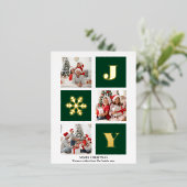 JOY Elegant Gold Snowflakes Moderne Script Photo Folie Feestdagen Briefkaart (Staand Voorkant)