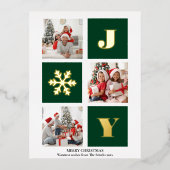 JOY Elegant Gold Snowflakes Moderne Script Photo Folie Feestdagen Briefkaart (Voorkant)
