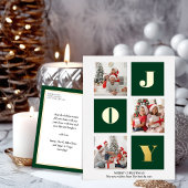 JOY Elegant Gold Snowflakes Moderne Script Photo Folie Feestdagen Briefkaart