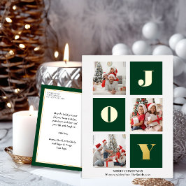 JOY Elegant Gold Snowflakes Moderne Script Photo Folie Feestdagen Briefkaart