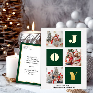 JOY Elegant Gold Snowflakes Moderne Script Photo Folie Feestdagen Briefkaart