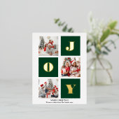 JOY Elegant Gold Snowflakes Moderne Script Photo Folie Feestdagen Briefkaart (Staand Voorkant)