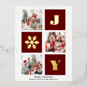 JOY Elegant Gold Snowflakes Moderne Script Photo Folie Feestdagen Briefkaart (Voorkant)