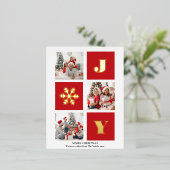 JOY Elegant Gold Snowflakes Moderne Script Photo Folie Feestdagen Briefkaart (Staand Voorkant)