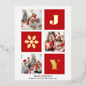 JOY Elegant Gold Snowflakes Moderne Script Photo Folie Feestdagen Briefkaart (Voorkant)