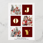 JOY Elegant Gold Snowflakes Moderne Script Photo Folie Feestdagenkaart (Voorkant)