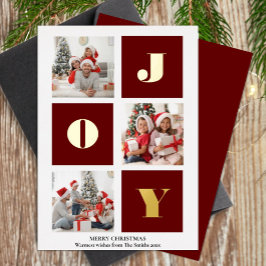 JOY Elegant Gold Snowflakes Moderne Script Photo Folie Feestdagenkaart