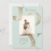 Joy Elegant Kerstmis Bloemen Typografie Foto Feestdagenkaart (Voorkant)