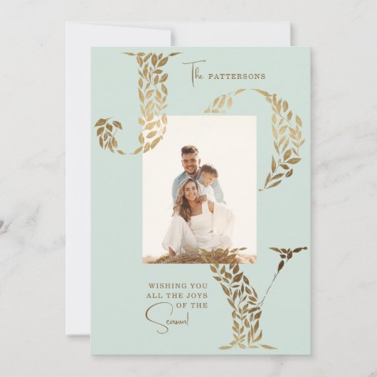 Joy Elegant Kerstmis Bloemen Typografie Foto Feestdagenkaart (Voorkant)