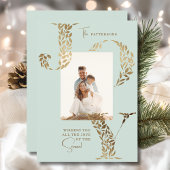 Joy Elegant Kerstmis Bloemen Typografie Foto Feestdagenkaart