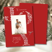 Joy Elegant Kerstmis Bloemen Typografie Foto Feestdagenkaart