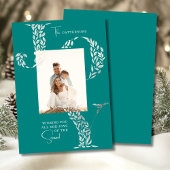 Joy Elegant Kerstmis Bloemen Typografie Foto Feestdagenkaart