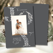 Joy Elegant Kerstmis Bloemen Typografie Foto Feestdagenkaart