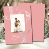 Joy Elegant Kerstmis Bloemen Typografie Foto Feestdagenkaart