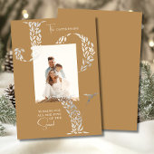 Joy Elegant Kerstmis Bloemen Typografie Foto Feestdagenkaart