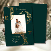 Joy Elegant Kerstmis Bloemen Typografie Foto Feestdagenkaart