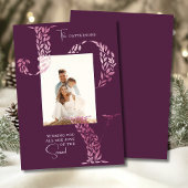 Joy Elegant Kerstmis Bloemen Typografie Foto Feestdagenkaart