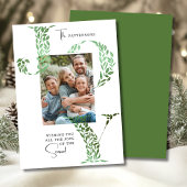 Joy Elegant Kerstmis Bloemen Typografie Foto Feestdagenkaart