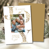 Joy Elegant Kerstmis Bloemen Typografie Foto Feestdagenkaart