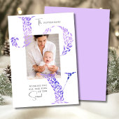 Joy Elegant Kerstmis Bloemen Typografie Foto Feestdagenkaart