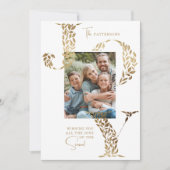 Joy Elegant Kerstmis Bloemen Typografie Foto Feestdagenkaart (Voorkant)