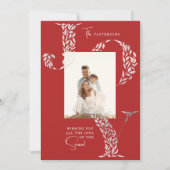 Joy Elegant Kerstmis Bloemen Typografie Foto Feestdagenkaart (Voorkant)