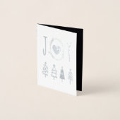 Joy Elegant Modern Script Pine Trees Kerstmis Folie Kaarten (Voorkant)