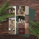 Joy Elegant Pset 5 Family Foto Pset Collage Folie Feestdagenkaart<br><div class="desc">Verspreid het plezier van dit vakantieseizoen met onze elegante folie en plaid 5 fotocollage vakantiekaart. Het ontwerp is voorzien van "Joy" in vetgedrukte elegante folie letters. De foto wordt geplaatst binnen het vlakpatroonontwerp met de brievenbekleding. Personaliseer uw gezin met de handtekening en het jaar. Ontwerp door de papiermachine.</div>