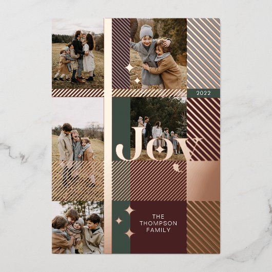 Joy Elegant Pset 5 Family Foto Pset Collage Folie Feestdagenkaart (Voorkant)