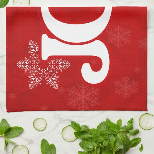 JOY Elegant Red Snowflake Patroon Kerstmis Theedoek (Gevouwen)