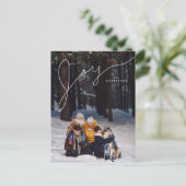 Joy Elegant Script met gezinsfoto Feestdagenkaart (Staand voorkant)