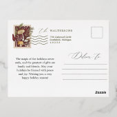 Joy Elegant Script Woodsy Waterverf Paddenstoelen Folie Feestdagen Briefkaart (Achterkant)