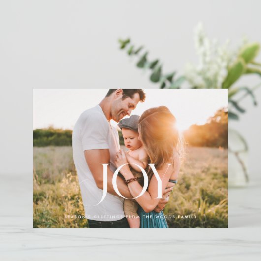 Joy Elegant Stijlvolle Inspirerend Foto Feestdagenkaart (Staand voorkant)