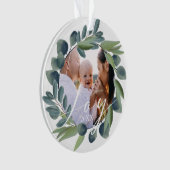 Joy Elegant Waterverf Winter Foliage Wreatfoto Ornament (voorkant)