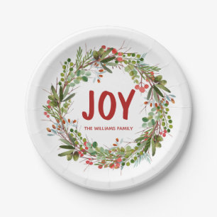 Joy-Elegant Waterverf Wreatalized Gepersonaliseerd Papieren Bordje