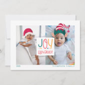 Joy Elevated Fun Elf & Santa Claus Pet 2 Foto Feestdagenkaart (Voorkant)