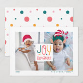 Joy Elevated Fun Elf & Santa Claus Pet 2 Foto Feestdagenkaart (Voorkant / Achterkant)