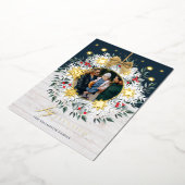 Joy Eleved Photo Snowflake Wreath White Shiplap Folie Feestdagenkaart (Gedraaid)