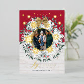 Joy Eleved Photo Snowflake Wreath White Shiplap Folie Feestdagenkaart (Staand Voorkant)